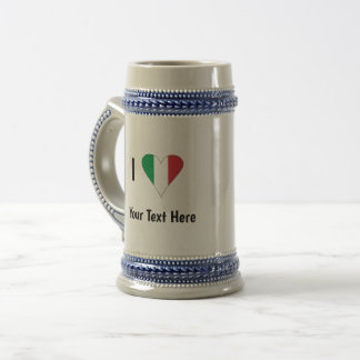 Caneca De Cerveja I (Sinalizador Italiano Amor Coração) Seu Texto
