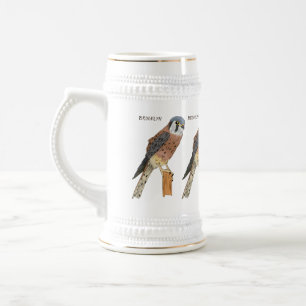 Caneca De Cerveja Ilustração de ave do Kestrel Americano