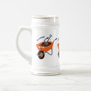 Caneca De Cerveja Ilustração de carrinho de mão laranja feliz e fofo