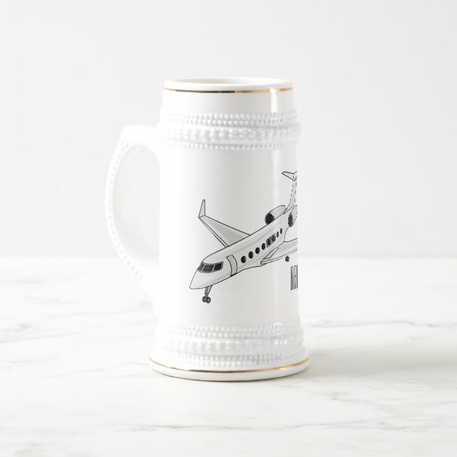 Caneca De Cerveja Ilustração de desenho animado a jato privado (Frente Esquerda)