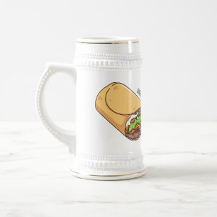 Caneca De Cerveja Ilustração de desenho animado burrito
