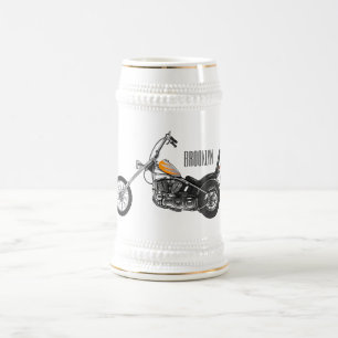 Caneca De Cerveja Ilustração de desenho animado Chopper Motorcycle 1