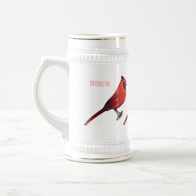 Caneca De Cerveja ilustração de desenho animado de aves cardeal nort (Esquerda)