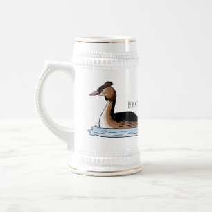 Caneca De Cerveja ilustração de desenho animado de aves-cinzentas cr
