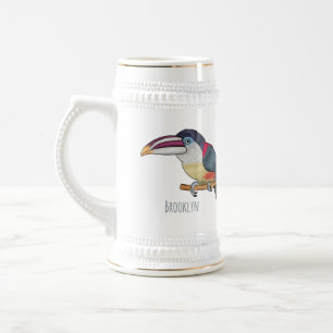 Caneca De Cerveja Ilustração de desenho animado de aves do caracari