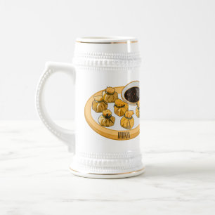 Caneca De Cerveja Ilustração de desenho animado de camarão tailandês