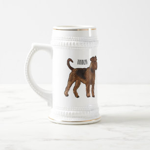 Caneca De Cerveja Ilustração de desenho animado de cão Airedale terr