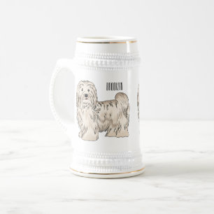 Caneca De Cerveja Ilustração de desenho animado de cão Havanês