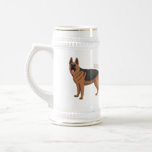 Caneca De Cerveja ilustração de desenho animado de cão pastor alemão