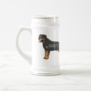 Caneca De Cerveja Ilustração de desenho animado de cão rottweiler