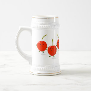 Caneca De Cerveja Ilustração de desenho animado de cerejas vermelhas