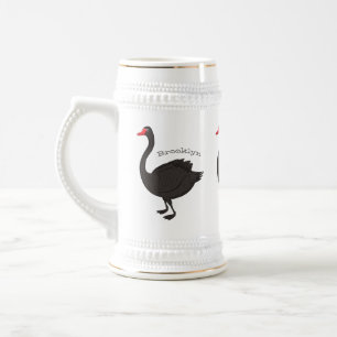 Caneca De Cerveja Ilustração de desenho animado de cisne preto