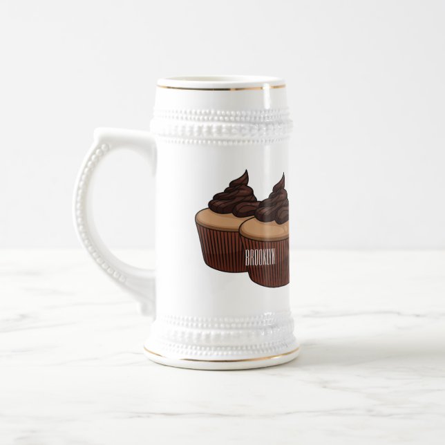 Caneca De Cerveja ilustração de desenho animado de cupcake (Esquerda)