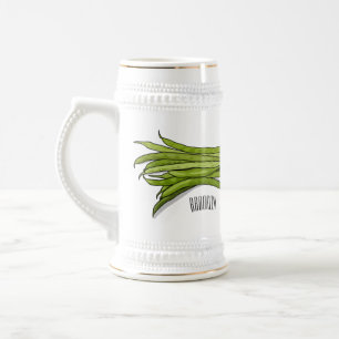 Caneca De Cerveja Ilustração de desenho animado de feijão verde
