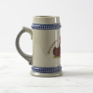 Caneca De Cerveja Ilustração de desenho animado de galinhas cômicas