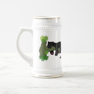Caneca De Cerveja Ilustração de desenho animado de gato preto-de-j