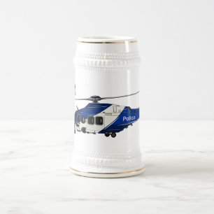 Caneca De Cerveja Ilustração de desenho animado de helicóptero polic