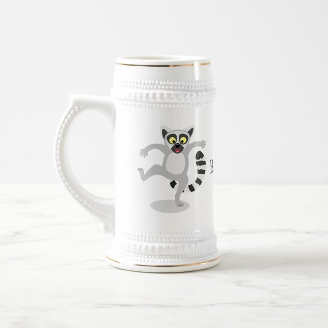 Caneca De Cerveja Ilustração de desenho animado de lêmur de cauda de (Esquerda)