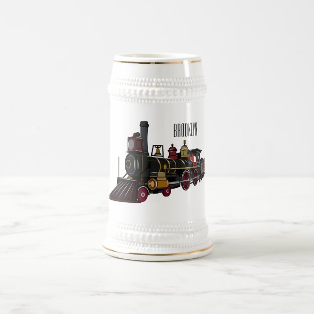 Caneca De Cerveja Ilustração de desenho animado de locomotiva a vapo (Centro)