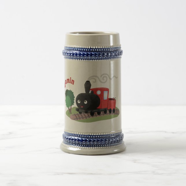 Caneca De Cerveja Ilustração de desenho animado de locomotiva de com (Centro)