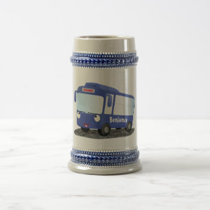 Caneca De Cerveja Ilustração de desenho animado de ônibus moderno az