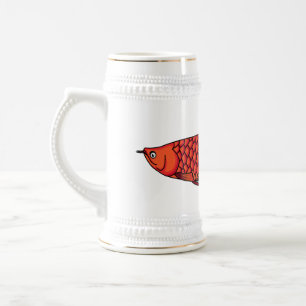 Caneca De Cerveja Ilustração de desenho animado de peixe Arowana Ver