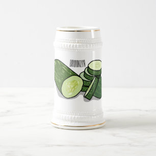Caneca De Cerveja Ilustração de desenho animado de pepino
