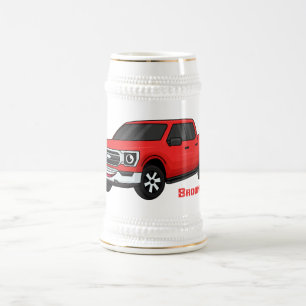 Caneca De Cerveja Ilustração de desenho animado de picup vermelho-