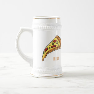 Caneca De Cerveja Ilustração de desenho animado de pizza