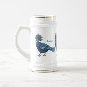 Caneca De Cerveja Ilustração de desenho animado de pombo-pombo-coroa