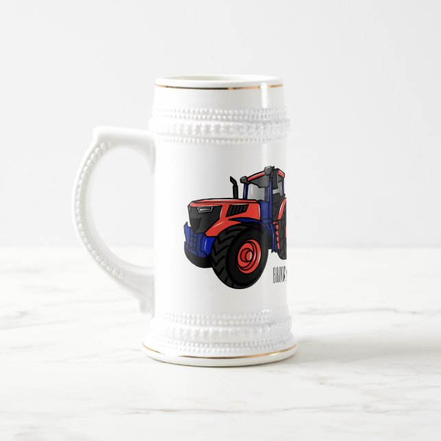 Caneca De Cerveja Ilustração de desenho animado de trator  (Esquerda)