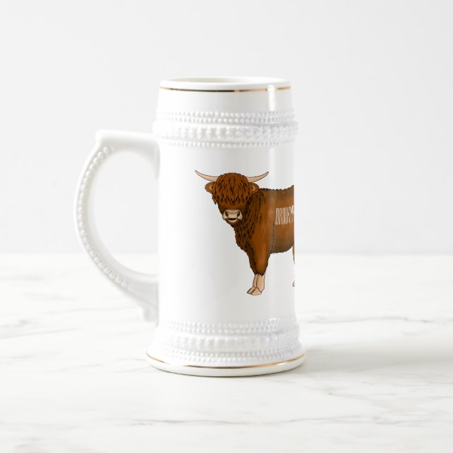 Caneca De Cerveja Ilustração de desenho animado de vaca em terras al (Esquerda)