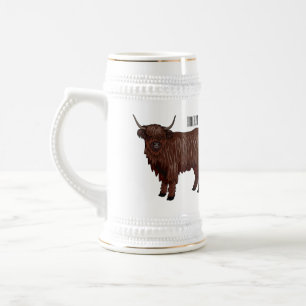 Caneca De Cerveja Ilustração de desenho animado de vaca em terras al