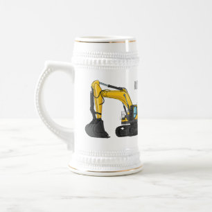 Caneca De Cerveja Ilustração de desenho animado do crawler escavator