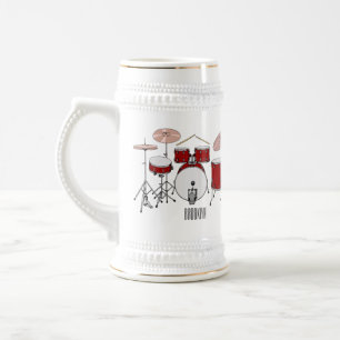 Caneca De Cerveja Ilustração de desenho animado do kit de tambor
