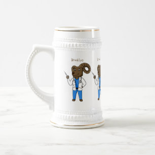 Caneca De Cerveja Ilustração de desenho animado do médico de ovel