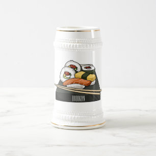 Caneca De Cerveja Ilustração de desenho animado Sushi