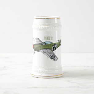 Caneca De Cerveja Ilustração de desenho de avião militar