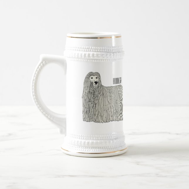 Caneca De Cerveja Ilustração de desenho de cães Komondor (Esquerda)
