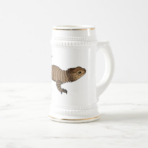 Caneca De Cerveja Ilustração de desenho de lagarto girado por Armadi