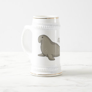 Caneca De Cerveja Ilustração de desenho do selo elefante