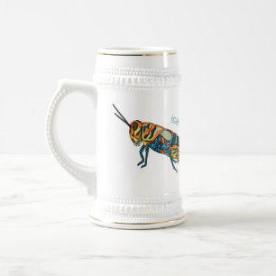 Caneca De Cerveja Ilustração de gafanhoto cartoon com listras de bar