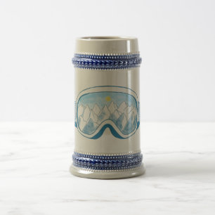Caneca De Cerveja Ilustração de Óculos de Esqui de Montanha