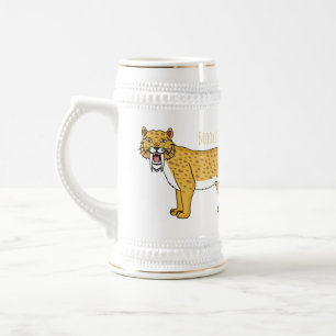 Caneca De Cerveja Ilustração de tigre com dentes de Saber