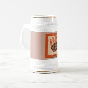 Caneca De Cerveja Ilustração divertida de peru de Ação de Graças do 