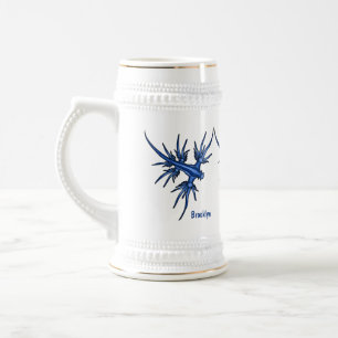 Caneca De Cerveja Ilustração do dragão azul de lesma marinha