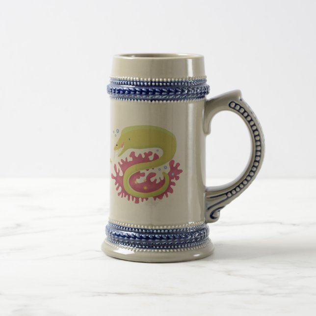 Caneca De Cerveja Ilustração engraçada de desenho animado de enguia  (Direita)