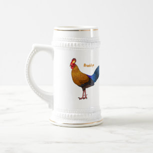 Caneca De Cerveja Imagem de desenho animado de aves de junglefowl no