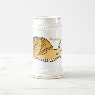 Caneca De Cerveja Imagem de desenho animado de caracol amarelo-bonit