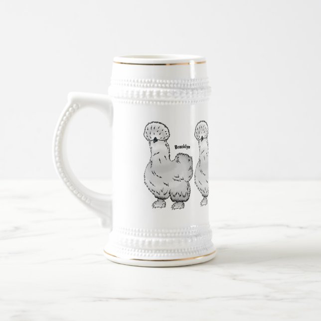 Caneca De Cerveja Imagem de desenho animado de frango Silkie (Esquerda)